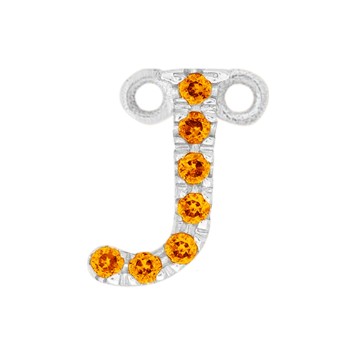 Orange Sapphire + 14k White Gold Letter Charm - Image 10