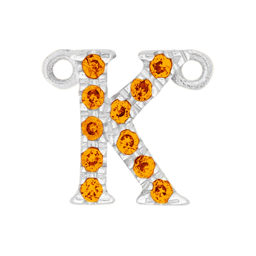 Orange Sapphire + 14k White Gold Letter Charm - Image 11