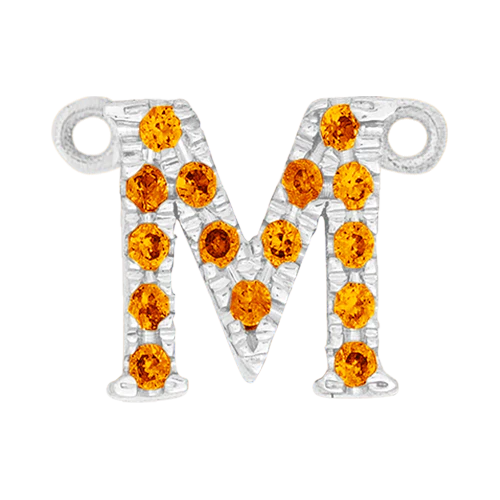 Orange Sapphire + 14k White Gold Letter Charm - Image 13