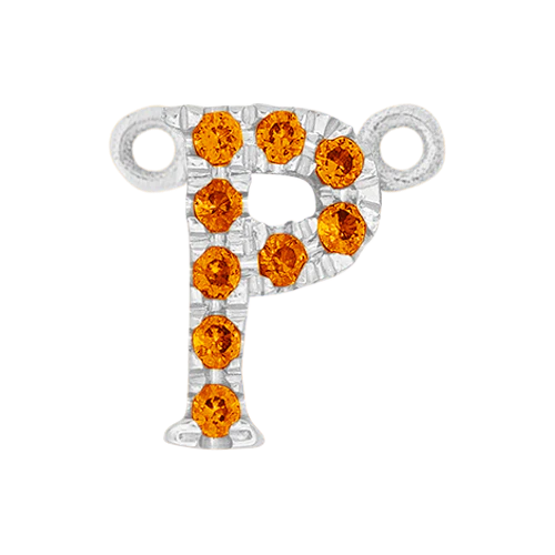 Orange Sapphire + 14k White Gold Letter Charm - Image 16