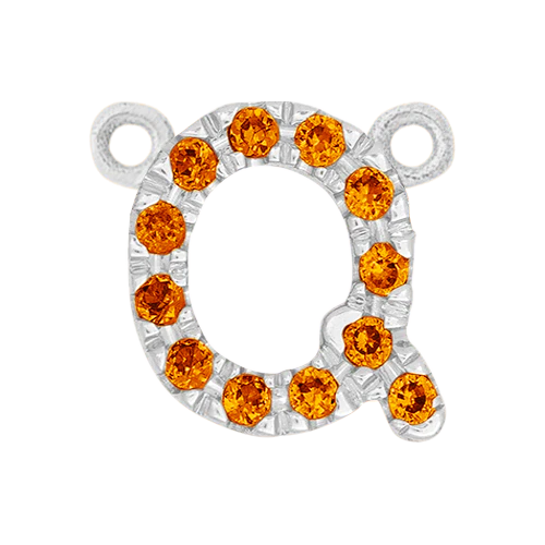 Orange Sapphire + 14k White Gold Letter Charm - Image 17