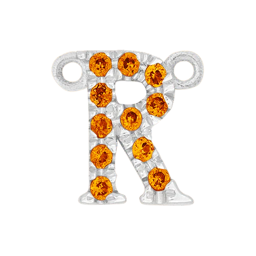 Orange Sapphire + 14k White Gold Letter Charm - Image 18