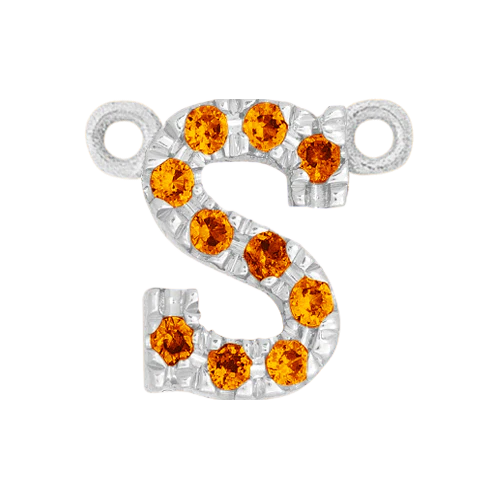 Orange Sapphire + 14k White Gold Letter Charm - Image 19
