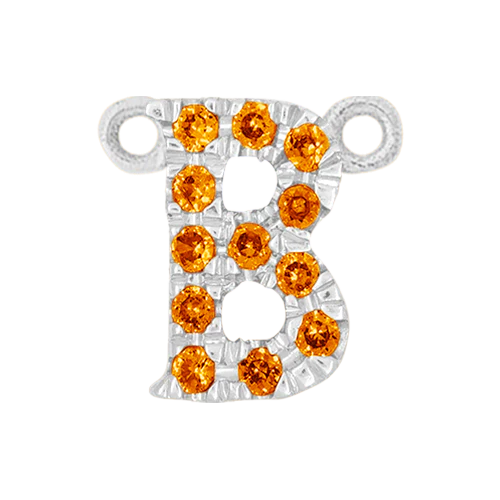 Orange Sapphire + 14k White Gold Letter Charm - Image 2