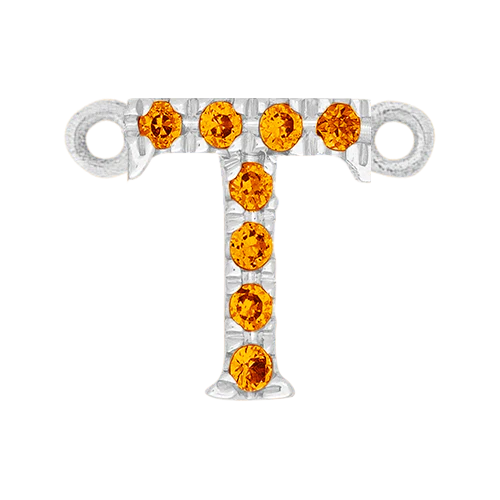 Orange Sapphire + 14k White Gold Letter Charm - Image 20