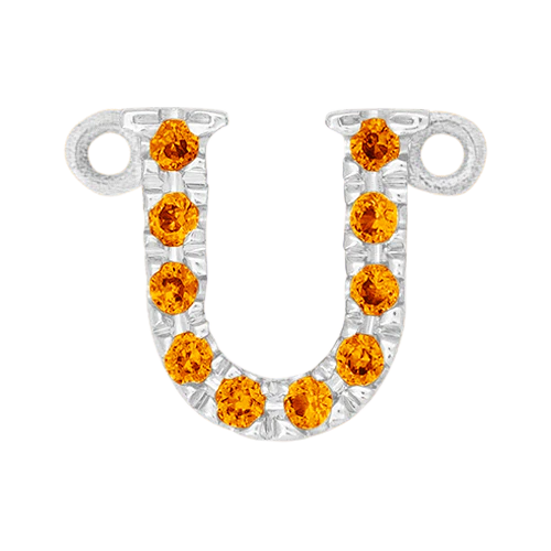 Orange Sapphire + 14k White Gold Letter Charm - Image 21