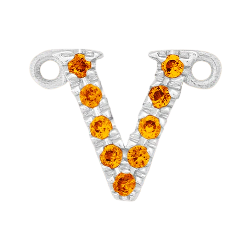 Orange Sapphire + 14k White Gold Letter Charm - Image 22