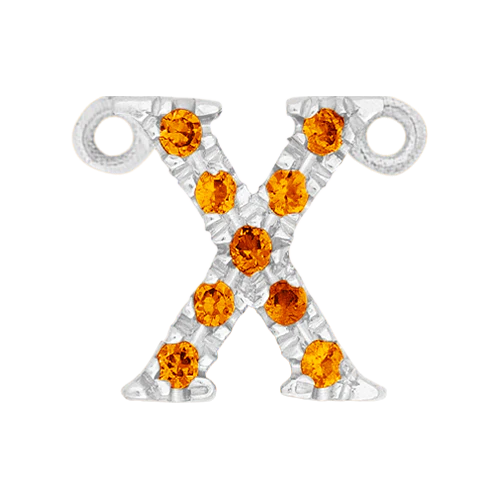 Orange Sapphire + 14k White Gold Letter Charm - Image 24