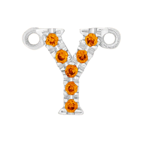 Orange Sapphire + 14k White Gold Letter Charm - Image 25