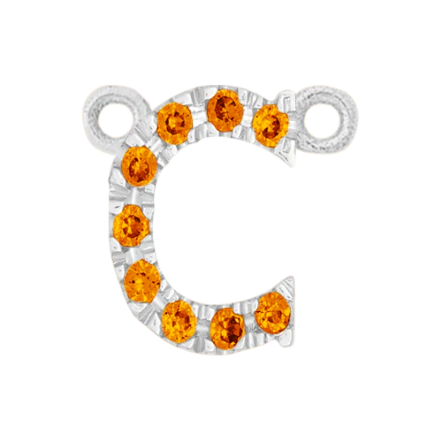 Orange Sapphire + 14k White Gold Letter Charm - Image 3
