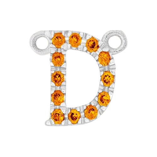 Orange Sapphire + 14k White Gold Letter Charm - Image 4
