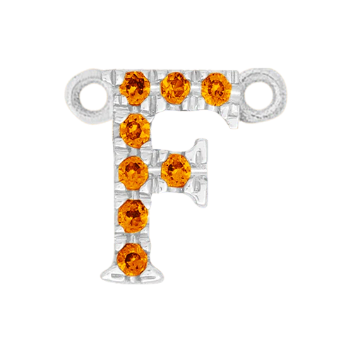 Orange Sapphire + 14k White Gold Letter Charm - Image 6