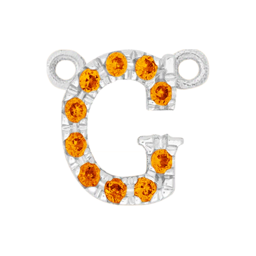 Orange Sapphire + 14k White Gold Letter Charm - Image 7