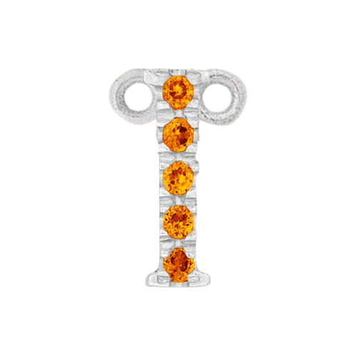 Orange Sapphire + 14k White Gold Letter Charm - Image 9