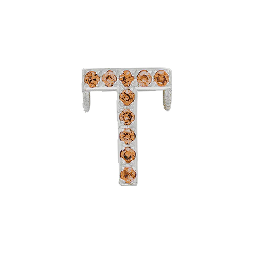 Orange Sapphire + 14k White Gold Letter Charm - Image 20
