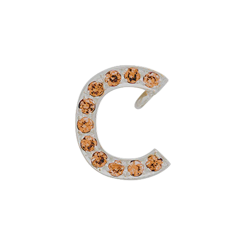 Orange Sapphire + 14k White Gold Letter Charm - Image 3
