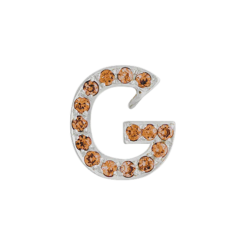 Orange Sapphire + 14k White Gold Letter Charm - Image 7