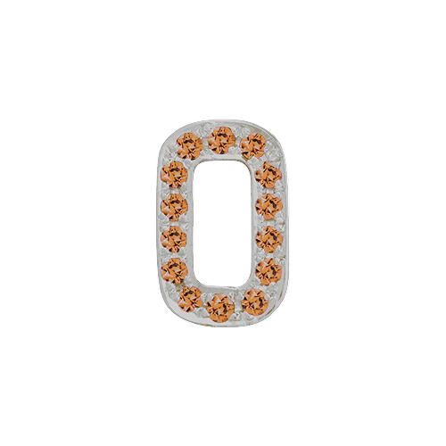 Orange Sapphire + 14k White Gold Number Charm