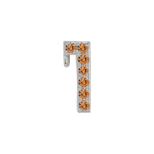 Orange Sapphire + 14k White Gold Number Charm - Image 2