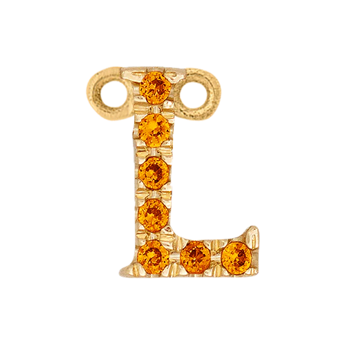 Orange Sapphire + 14k Yellow Gold Letter Charm - Image 12