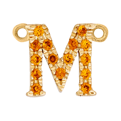 Orange Sapphire + 14k Yellow Gold Letter Charm - Image 13