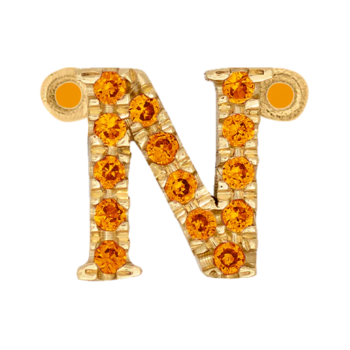 Orange Sapphire + 14k Yellow Gold Letter Charm - Image 14