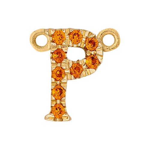 Orange Sapphire + 14k Yellow Gold Letter Charm - Image 16