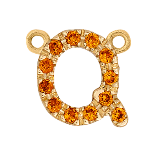 Orange Sapphire + 14k Yellow Gold Letter Charm - Image 17