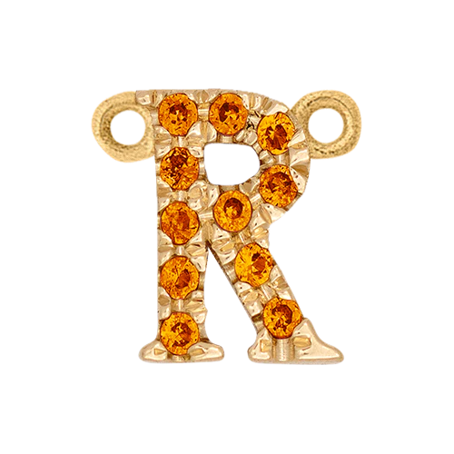 Orange Sapphire + 14k Yellow Gold Letter Charm - Image 18