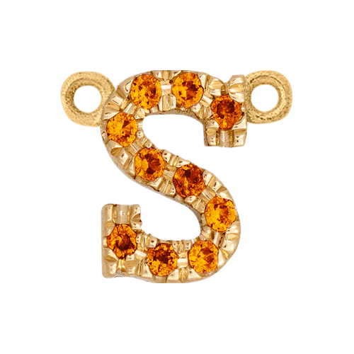 Orange Sapphire + 14k Yellow Gold Letter Charm - Image 19