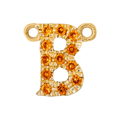 Orange Sapphire + 14k Yellow Gold Letter Charm - Image 2