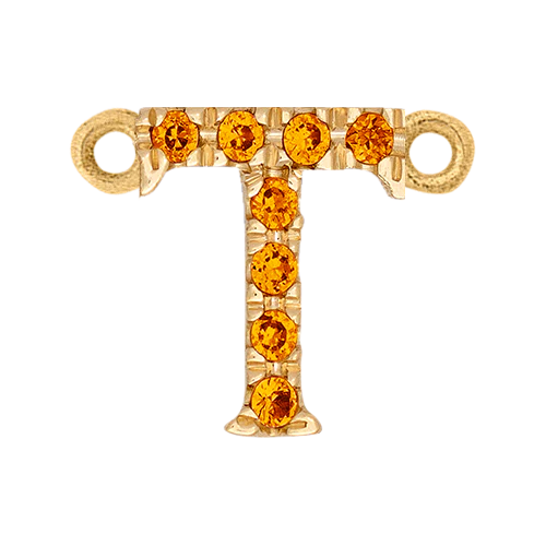 Orange Sapphire + 14k Yellow Gold Letter Charm - Image 20