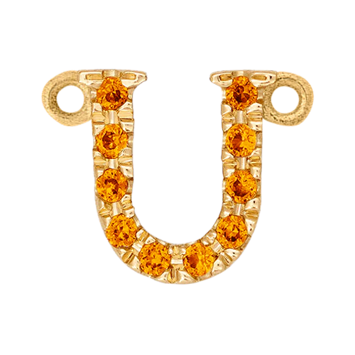 Orange Sapphire + 14k Yellow Gold Letter Charm - Image 21