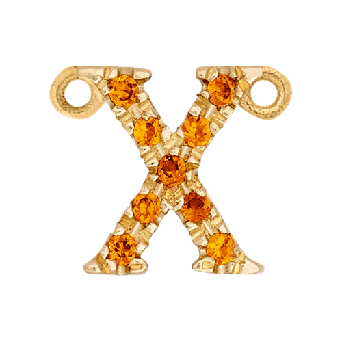 Orange Sapphire + 14k Yellow Gold Letter Charm - Image 24