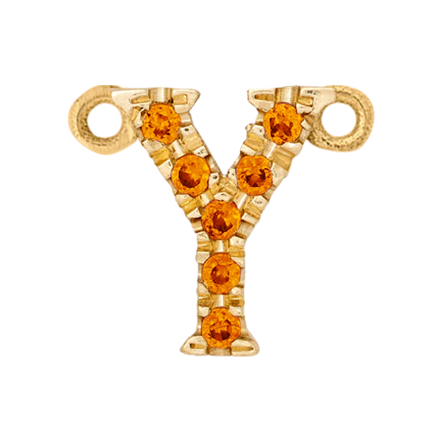 Orange Sapphire + 14k Yellow Gold Letter Charm - Image 25