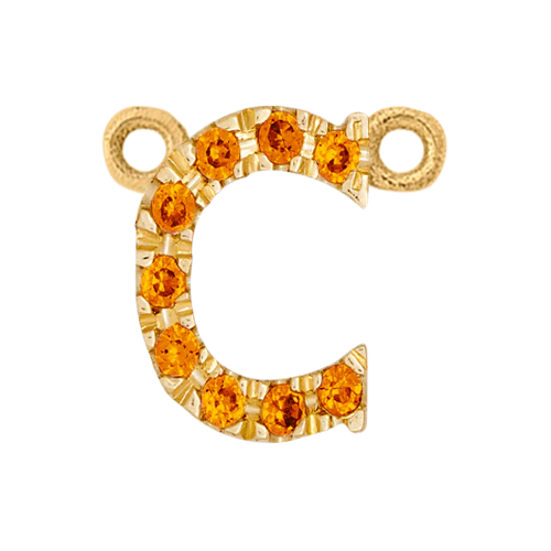 Orange Sapphire + 14k Yellow Gold Letter Charm - Image 3