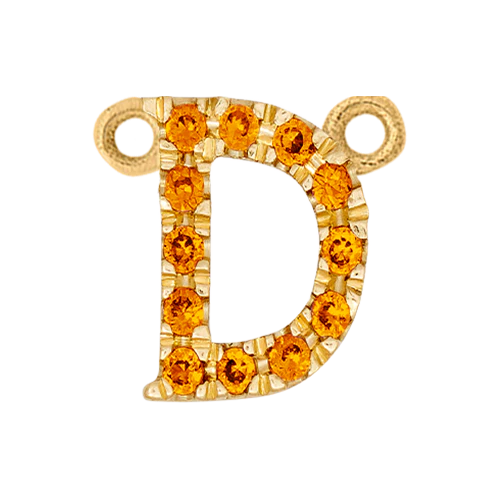 Orange Sapphire + 14k Yellow Gold Letter Charm - Image 4