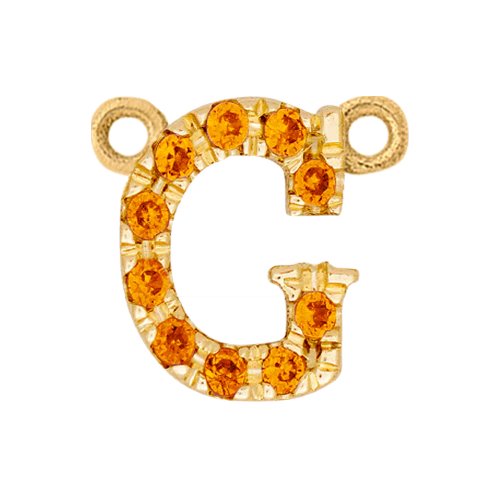 Orange Sapphire + 14k Yellow Gold Letter Charm - Image 7