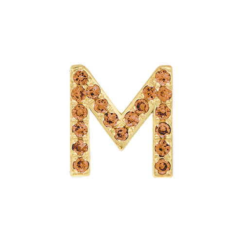 Orange Sapphire + 14k Yellow Gold Letter Charm - Image 13