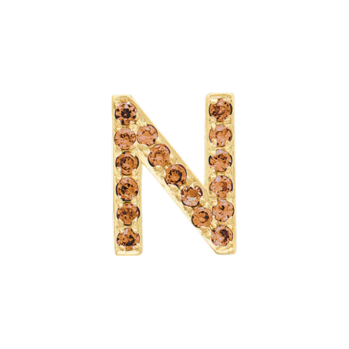 Orange Sapphire + 14k Yellow Gold Letter Charm - Image 14