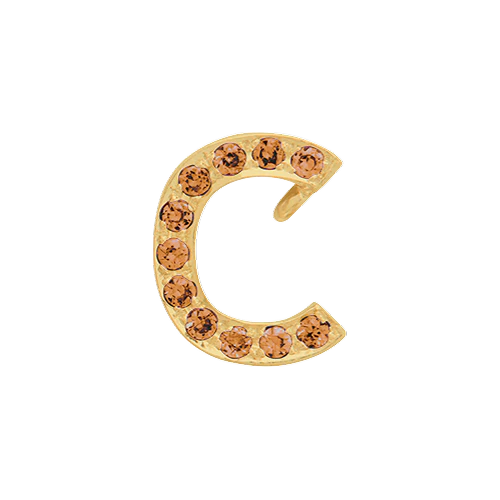 Orange Sapphire + 14k Yellow Gold Letter Charm - Image 3