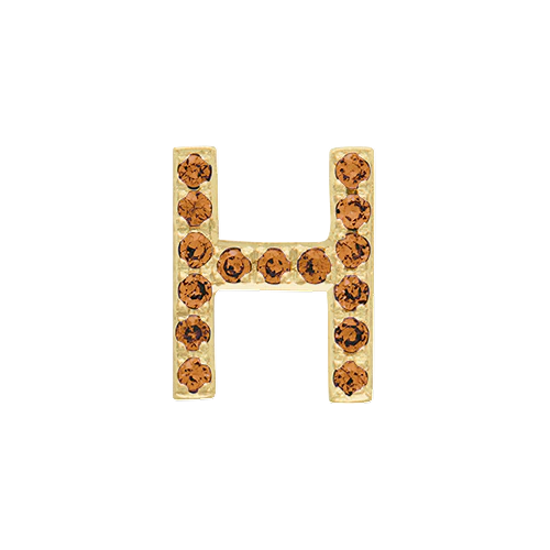 Orange Sapphire + 14k Yellow Gold Letter Charm - Image 8