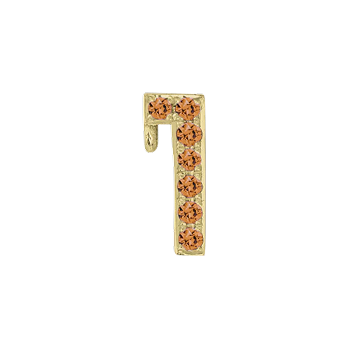 Orange Sapphire + 14k Yellow Gold Number Charm - Image 2