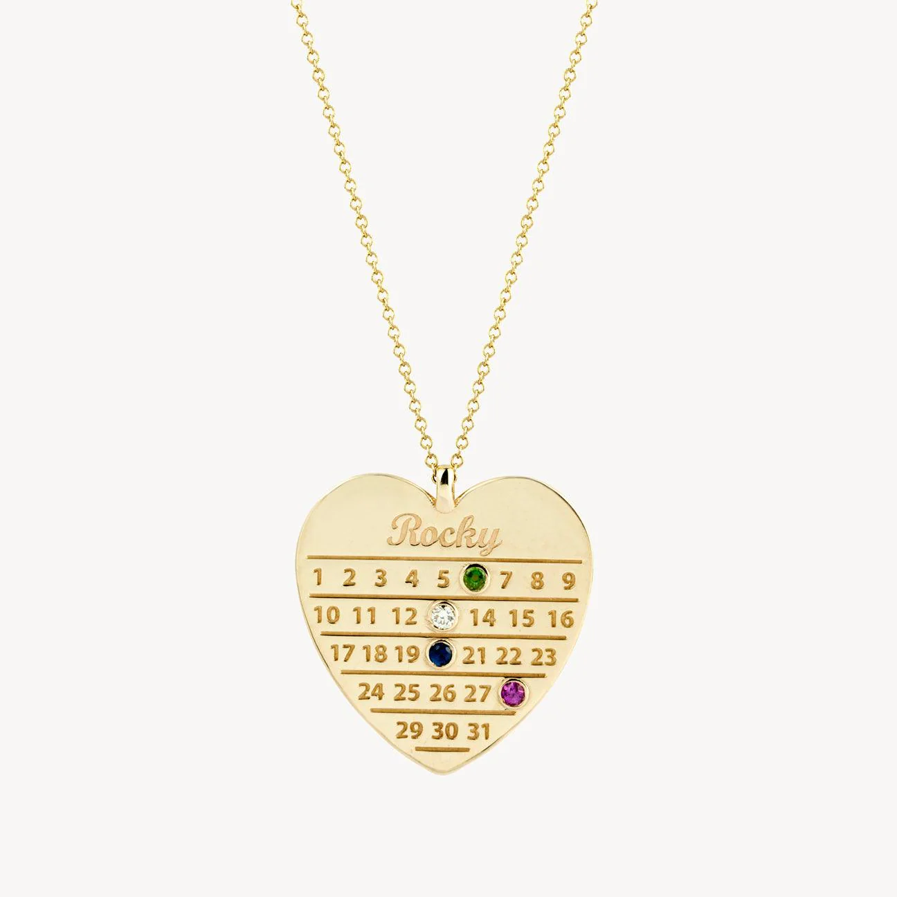 Personalised Diamond Days Heart Calendar Necklace