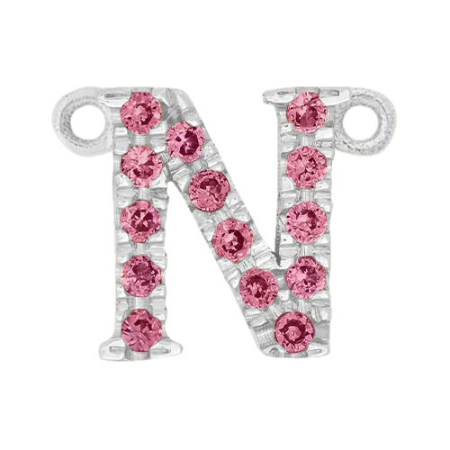Pink Sapphire + 14k White Gold Letter Charm - Image 14