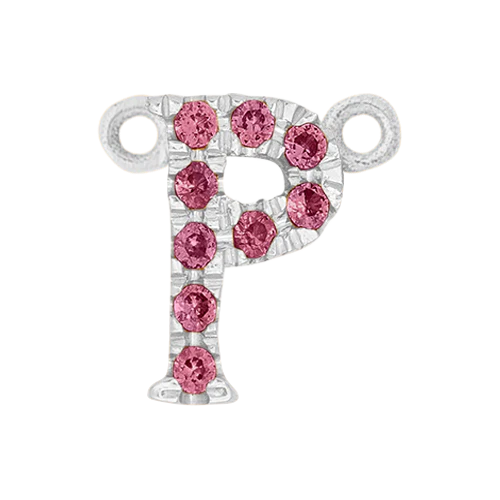 Pink Sapphire + 14k White Gold Letter Charm - Image 16