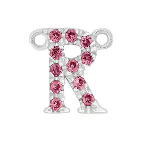 Pink Sapphire + 14k White Gold Letter Charm - Image 18