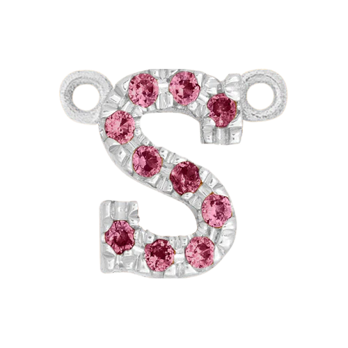 Pink Sapphire + 14k White Gold Letter Charm - Image 19