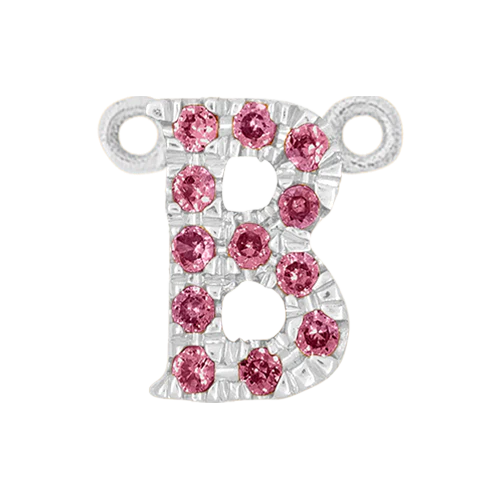 Pink Sapphire + 14k White Gold Letter Charm - Image 2