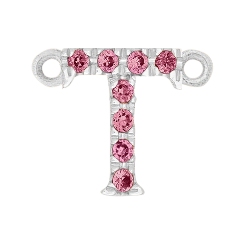 Pink Sapphire + 14k White Gold Letter Charm - Image 20
